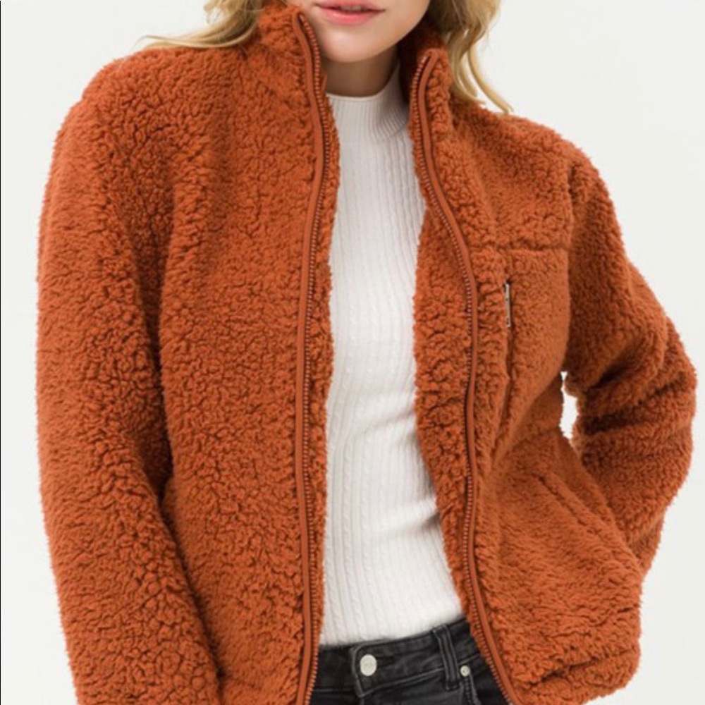 Faux Fur Zip Up Jacket